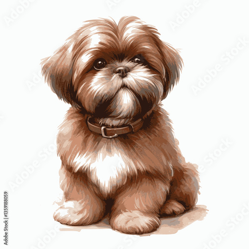 Shih Tzu dog isolated watercolor vector illustration svg