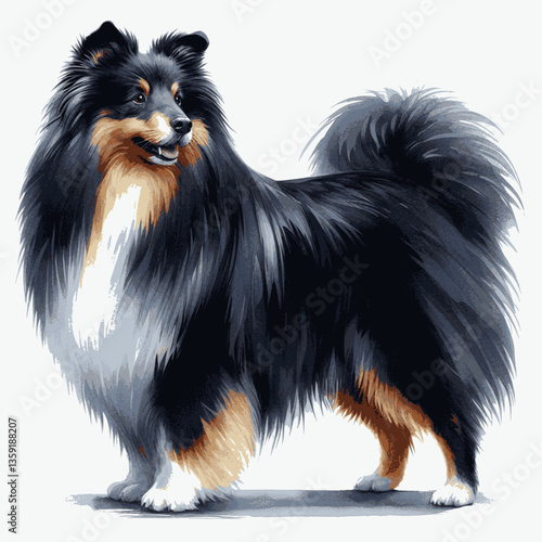 Sheltie dog isolated watercolor vector illustration svg