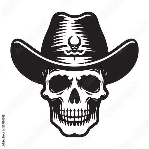 Cowboy Skull Silhouette Vector Graphic for Western Themed Designs