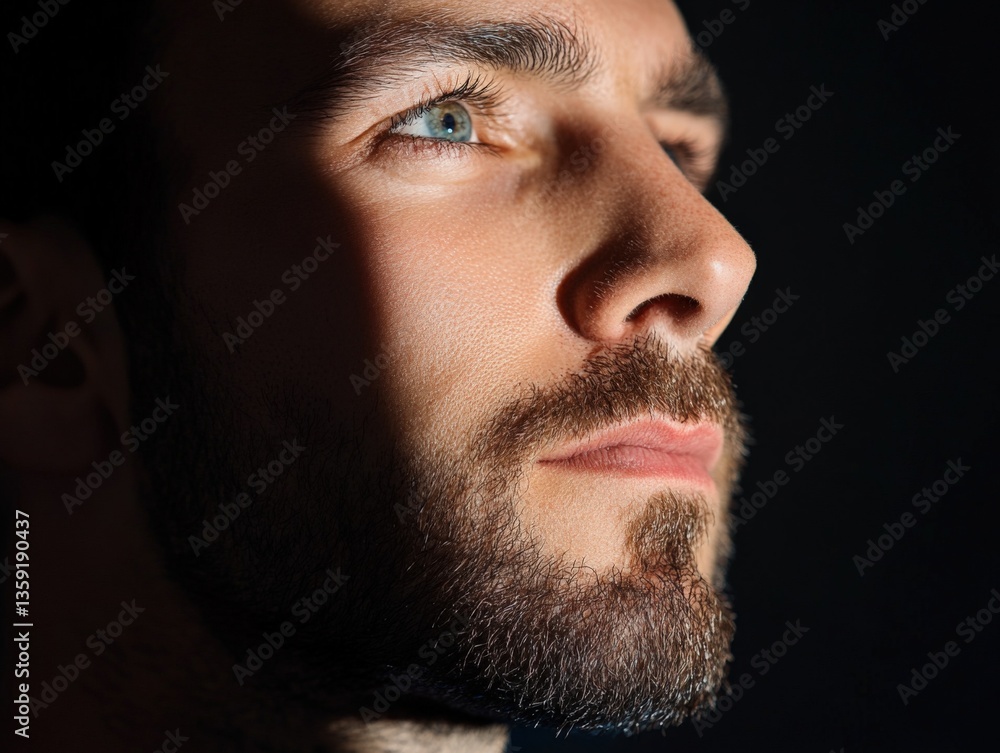 Obraz premium Man in shadows looks upward