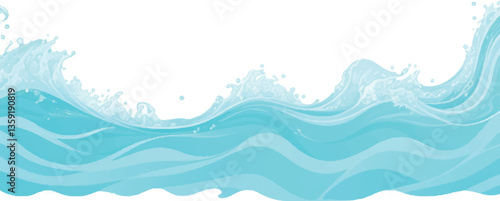 Wallpaper Mural Elegant Water Wave Abstract Design in Soft Blue and Green Watercolor, Perfect for Background Use in Graphic Design Projects Focused on Tranquility and Oceanic Themes.
 Torontodigital.ca