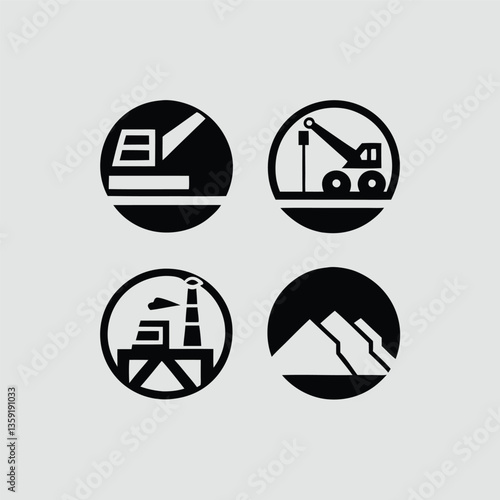 Free Download Factory and industrial building icons set in black silhouette design - GFXLoad