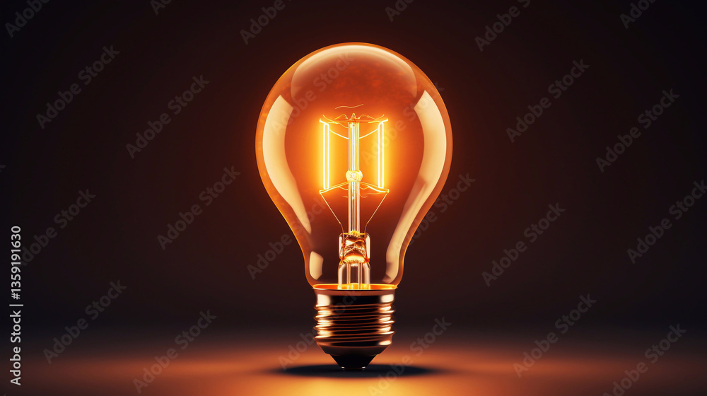 Classic light bulbs isolated on dark background. 3d rendering. Creativity idea, innovation, save energy, business success, strategy concept Classic light bulbs isolated on dark background. 3d rendering. Creativity idea, innovation, save energy, business success, strategy concept