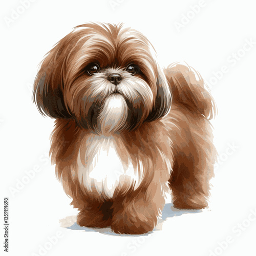 Shih Tzu dog isolated watercolor vector illustration svg