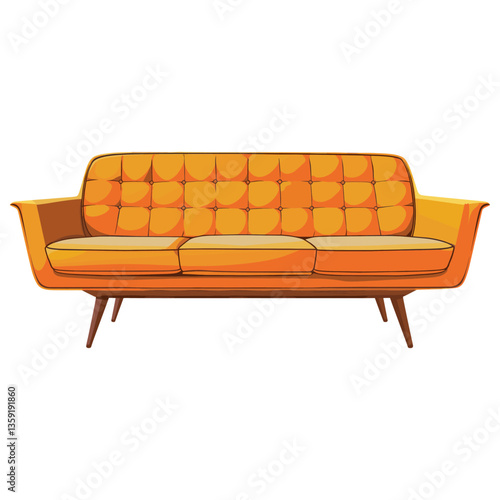 Retro mid-century modern sofa furniture design interior vector