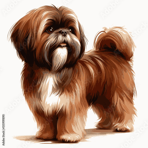 Shih Tzu dog isolated watercolor vector illustration svg