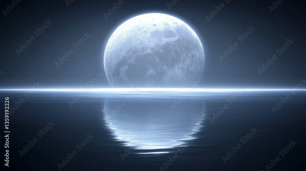 Moon reflecting on calm water at night Moon reflecting on calm water at night