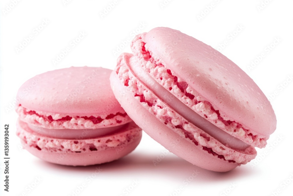Few pink macarons on solid white background. Neural network AI generated Few pink macarons on solid white background. Neural network AI generated