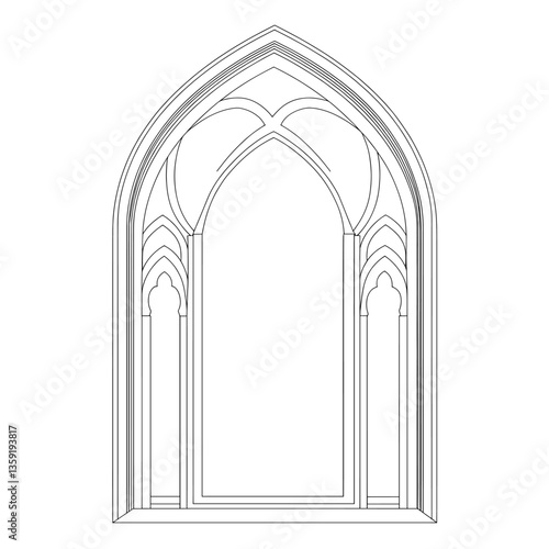 Arabic arch window art architecture design vector