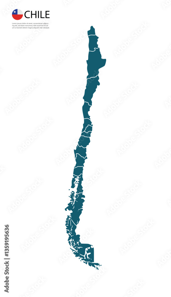 Fototapeta premium Chile map flat design