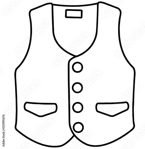 Vest with four buttons in front and two pockets, representing both men's and women's sleeveless attire that can be part of a suit or worn independently,  functionality, and modern fashion trends.