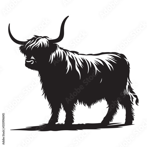 Highland Cow Silhouette Vector Illustration Farm Animal Design