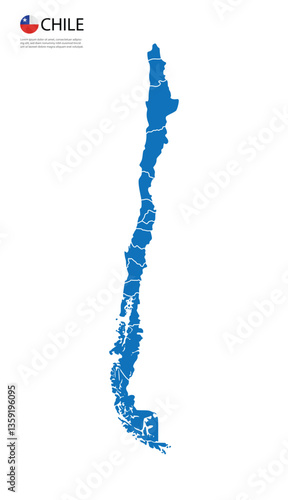 Chile map blue flat design