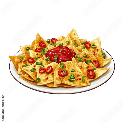 Background white cheese nachos plate illustration vector