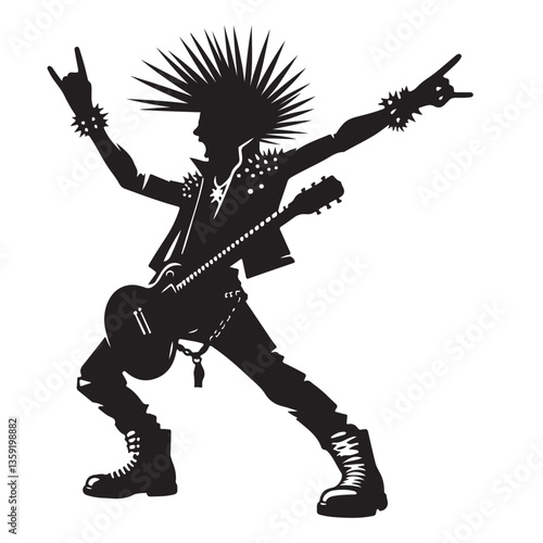 Punk Rocker Silhouette Vector Illustration For Music And Rebellion