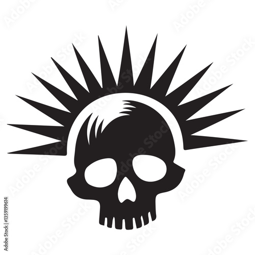 Punk Rock Skull Vector Art Graphic Design Illustration Symbol