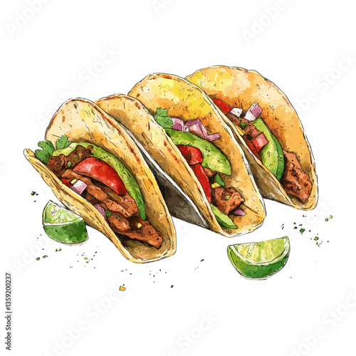 Tacos vector llustration background white hand-drawn vector
