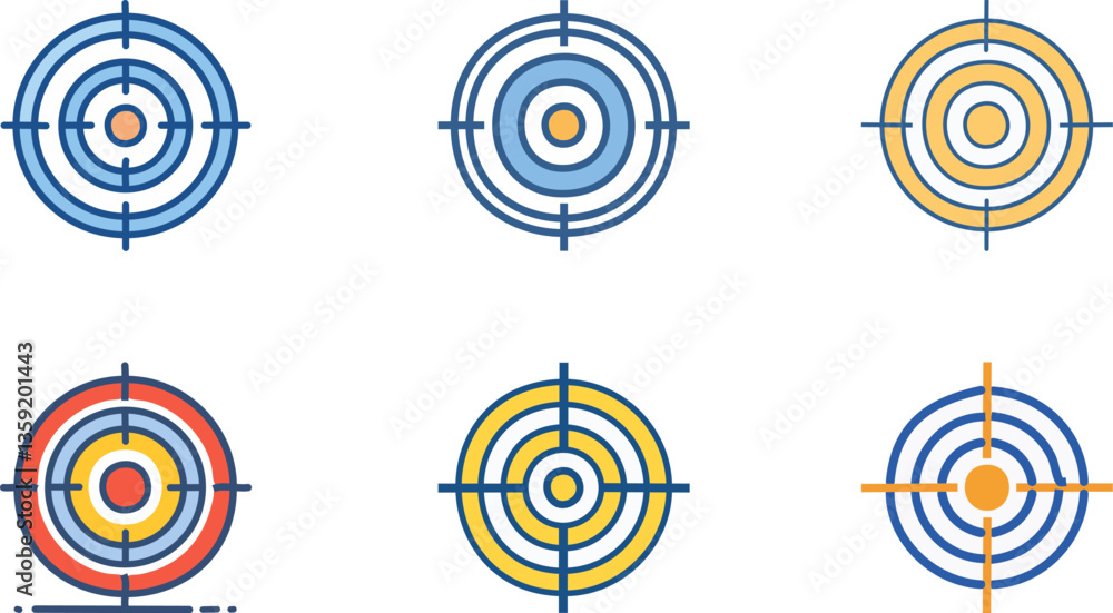 Target/Bullseye icon, Symbolizes the achievement of goals, strategies, or business focus Target/Bullseye icon, Symbolizes the achievement of goals, strategies, or business focus