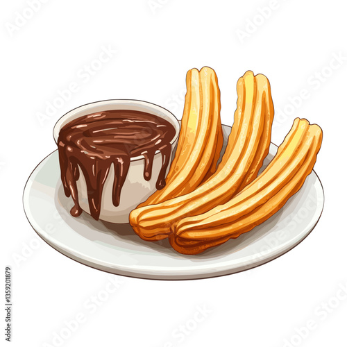 Chocolate vector illustration background white Churros vector