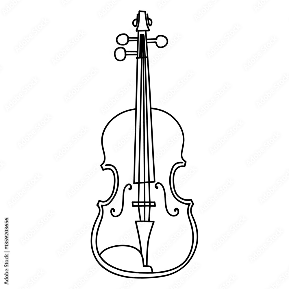 Fototapeta premium Violin white line art vector