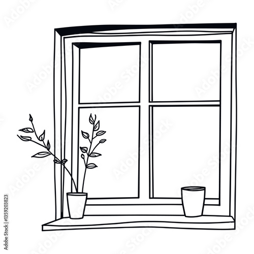 Window art drawing sketch vector