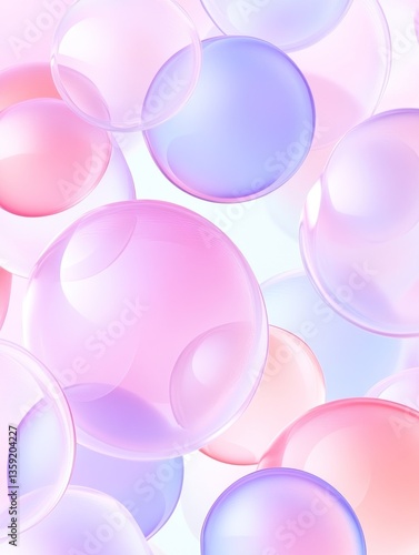 Shiny blue and pink bubbles form a colorful abstract sphere pattern