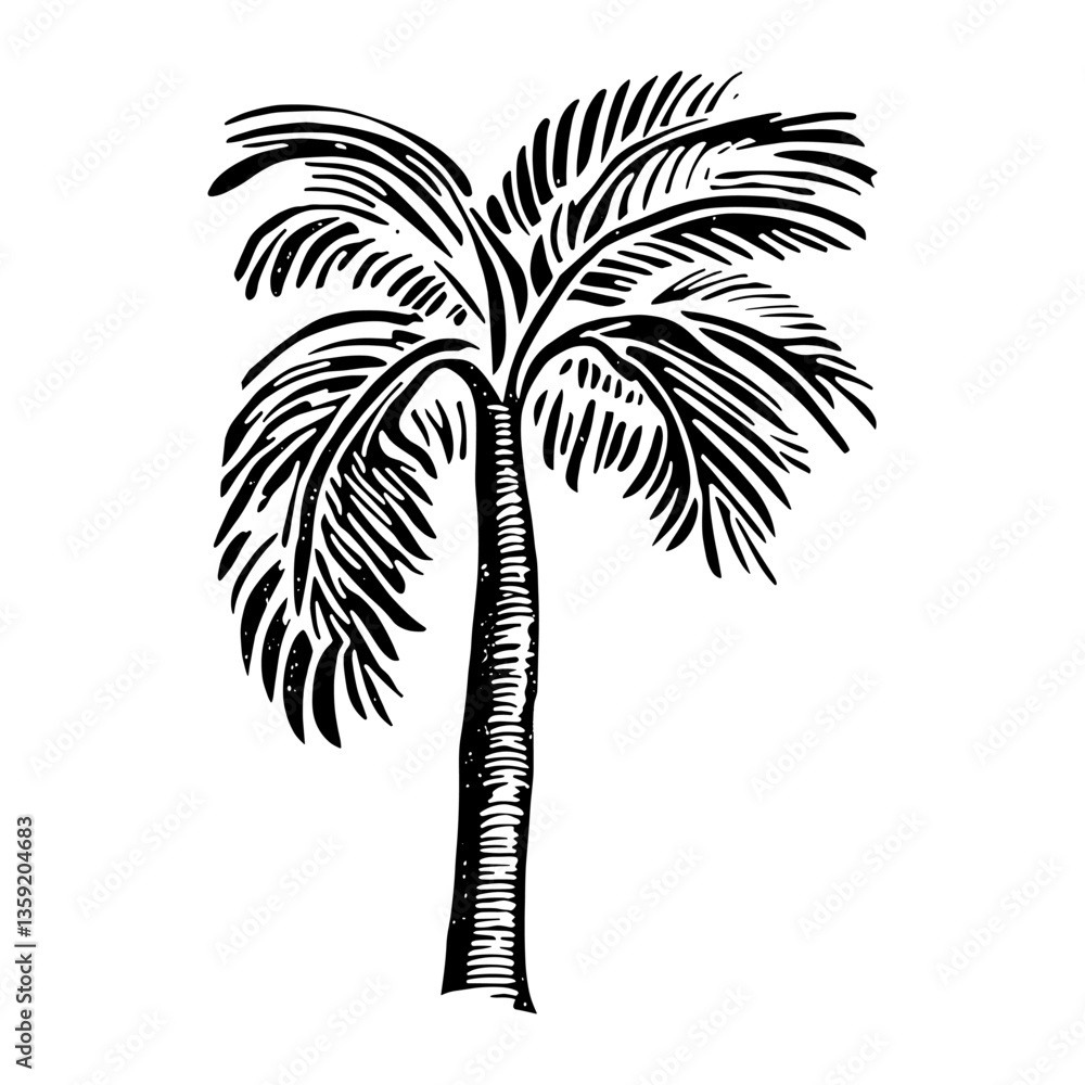 Obraz premium Palm tree drawing art white vector