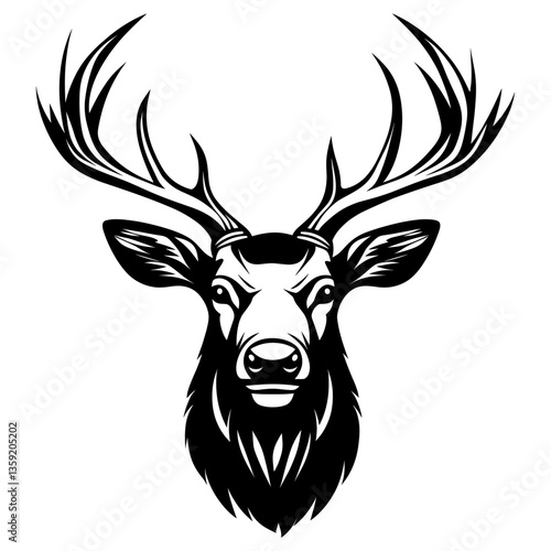 Simple Elk face linear illustration wildlife animal vector