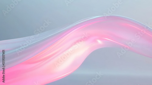 Abstract pink and blue wave, flowing smoothly, iridescent, ethereal