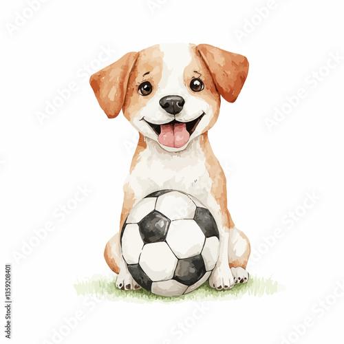Puppy's Soccer Playtime: A cheerful puppy, with a football, in a playful stance, bringing delight and joy to every viewer.