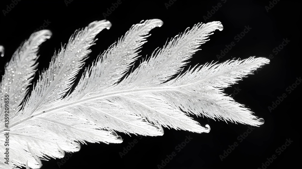 Obraz premium Close-Up of Fern Leaf with High Contrast Lighting