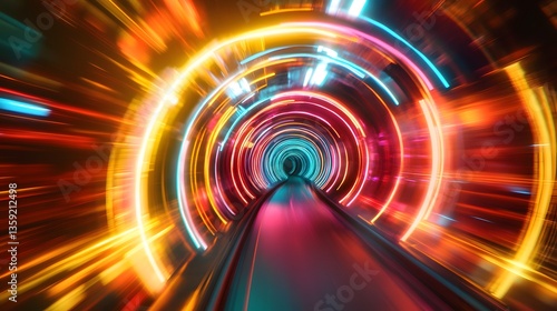 Neon Tunnel Speed Light Abstract Background