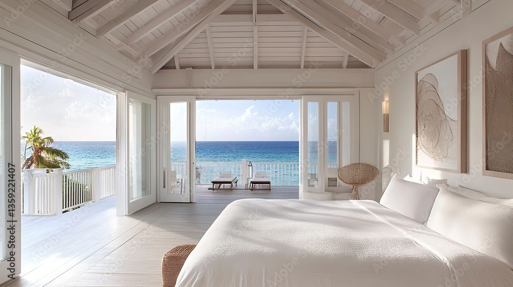 Contemporary beach house interior, crisp white walls and soft neutral tones, ocean views blending with the minimalist design, tropical Caribbean lifestyle Contemporary beach house interior, crisp white walls and soft neutral tones, ocean views blending with the minimalist design, tropical Caribbean lifestyle