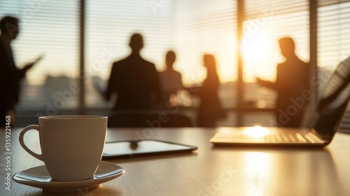 Workplace Coffee Break During an Evening Strategy Session