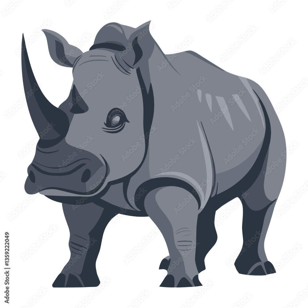 Fototapeta premium Rhinoceros in jungle animal set rhino illustration wildlife vector