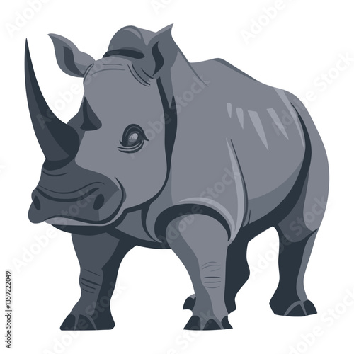 Rhinoceros in jungle animal set rhino illustration wildlife vector