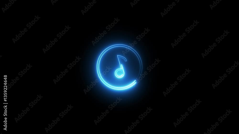 Neon Music Icon Animation Background. Neon Music Icon Animation Background.