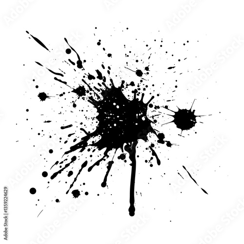 Simple real ink splatter stencil black silhouette vector