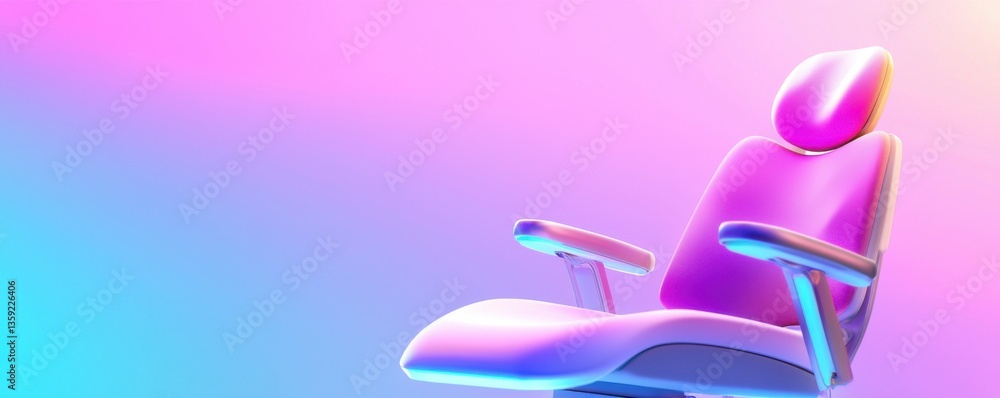 Fototapeta premium Modern Pink and White Chair in Vibrant Gradient Setting