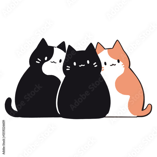Three cats illustration animals pets vector