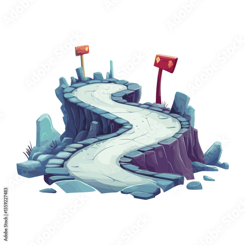 Winding road with a signpost illustration winding cartoon vector