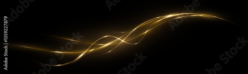 Golden comet with sparkling stars and dust.  The magic of shining gold dust. Fine, shiny dust bokeh