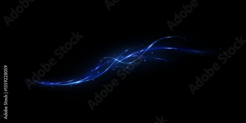 bstract lines.Neon lines of speed and fast wind. effect of moving at the speed of light. Blue glow effect. Magic shiny line. Neon. Background.	