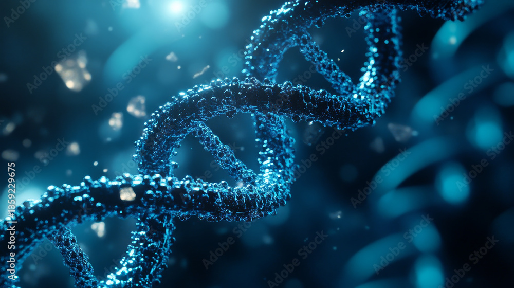 DNA helix. Hi Tech technology in the field of genetic engineering. 3D illustration on a futuristic background DNA helix. Hi Tech technology in the field of genetic engineering. 3D illustration on a futuristic background