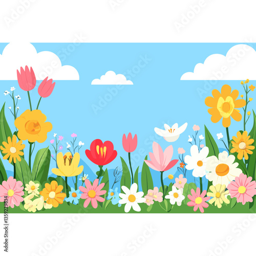 Spring flowers art illustration colorful vector