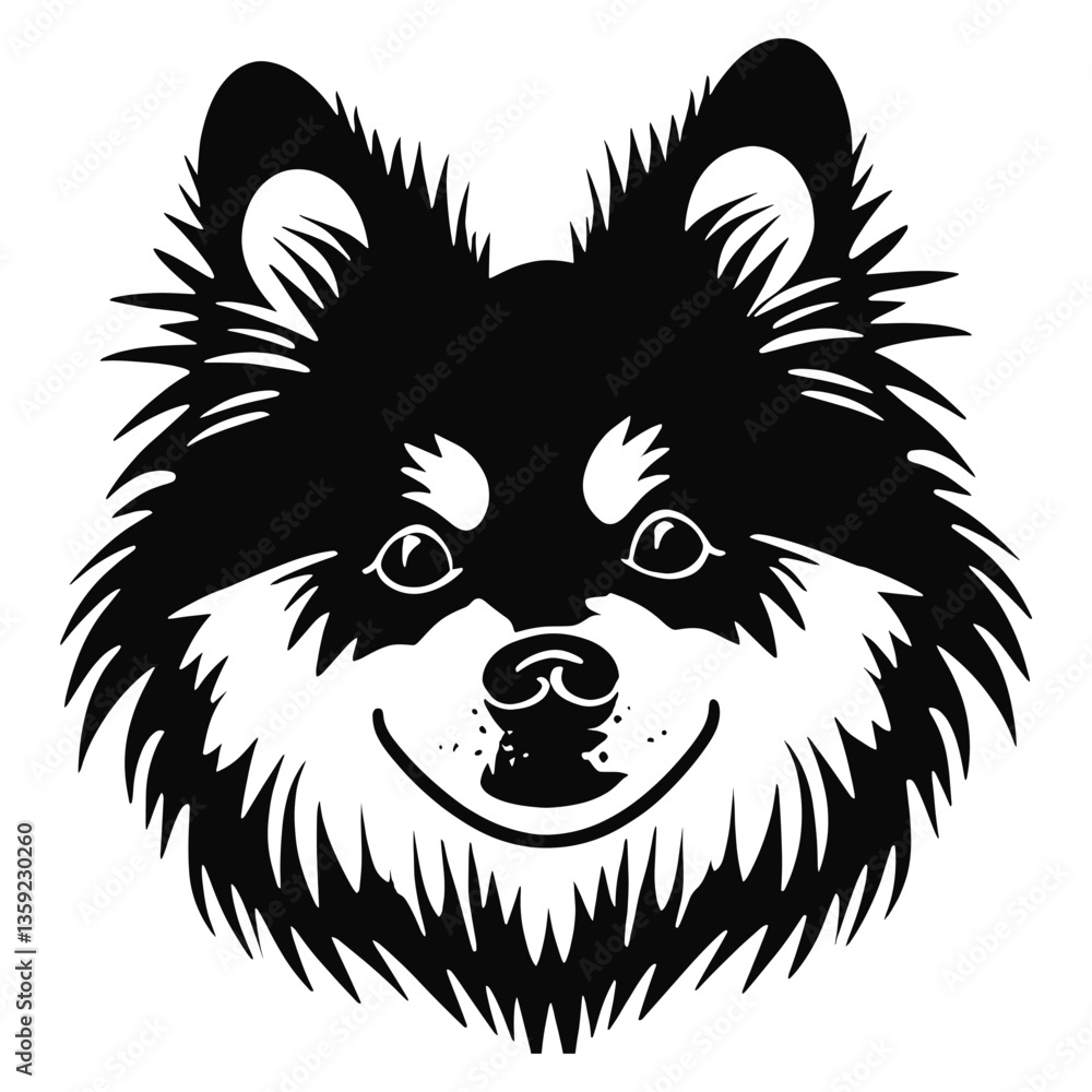 Collection portrait Pomeranian dog art illustration silhouette vector Collection portrait Pomeranian dog art illustration silhouette vector