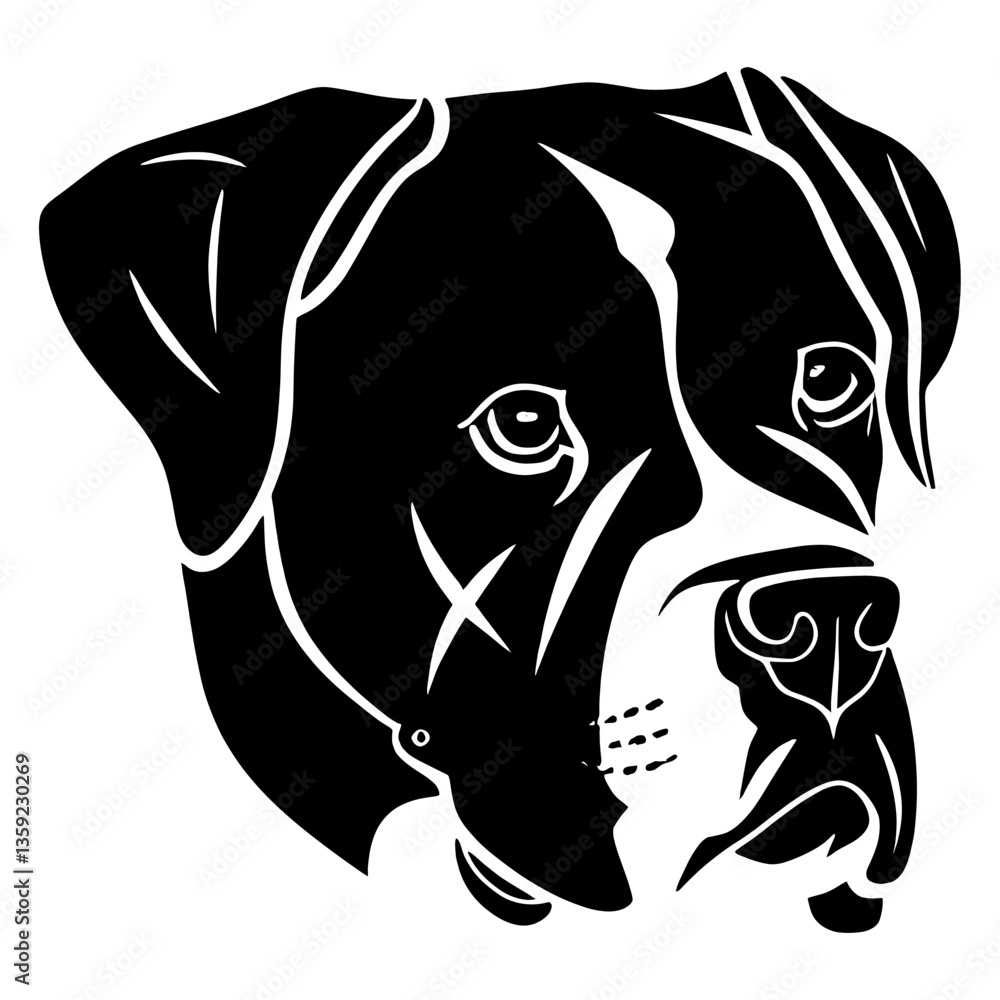 Fototapeta premium Collection portrait Boxer dog animal pet illustration vector