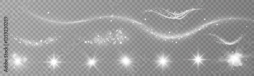 Light effects.Light flares, explosions, glitter, dust, lines, sun gloves, sparks, sparkles, stars, curved curves. Glow special effect light