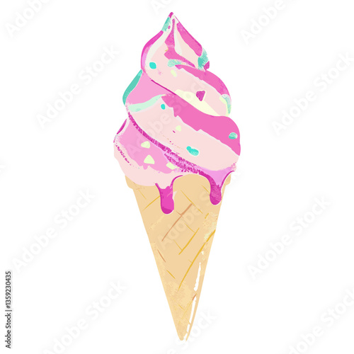 Ice cream cone dessert food white background  vector