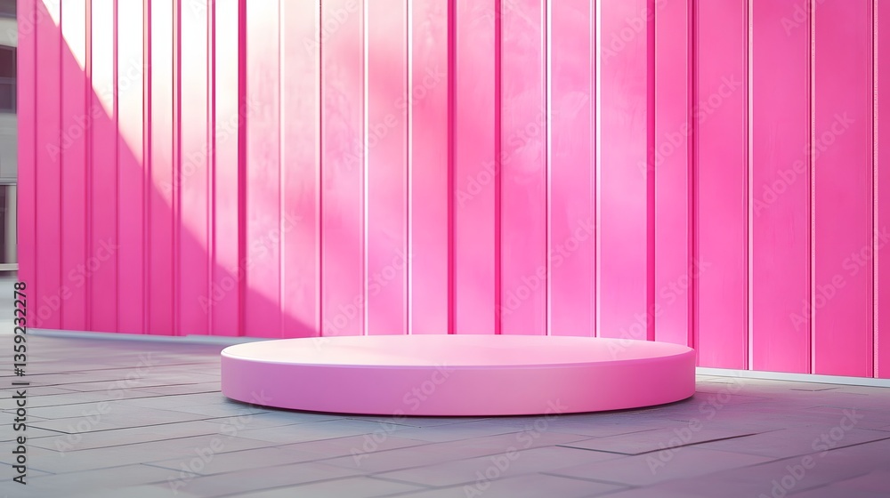 Pink Product Display Platform Against Pink Wall Pink Product Display Platform Against Pink Wall